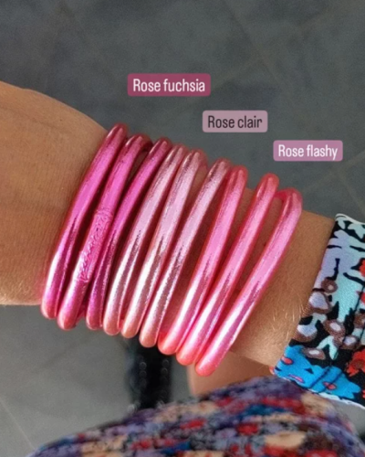 Jonc bouddhiste classique rose flashy