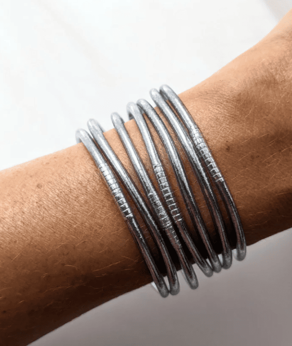 Jonc bouddhiste fin silver