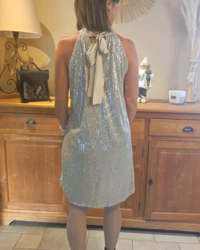 Robe sequin écrue sans manche