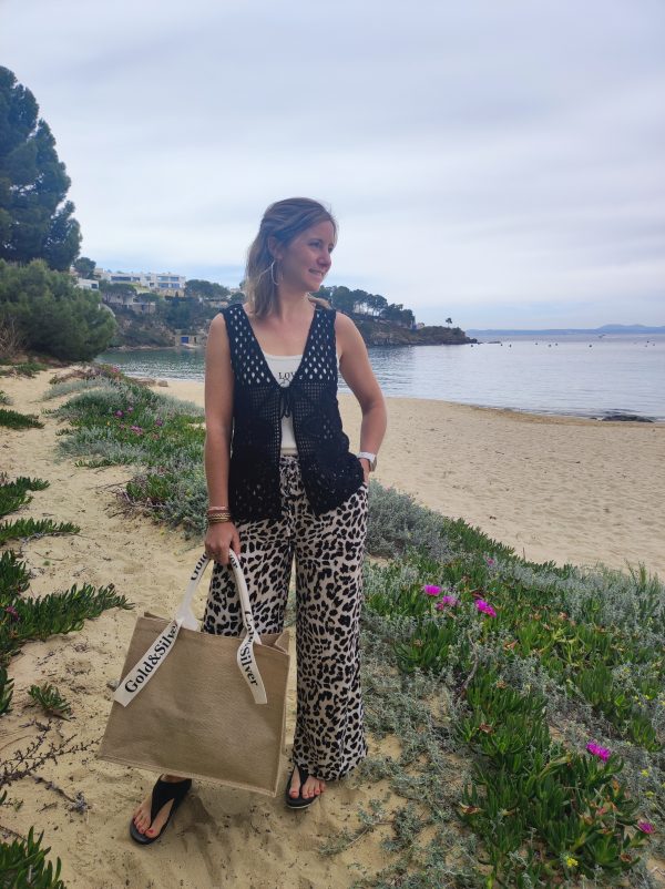 Gilet crochet noir – Image 2