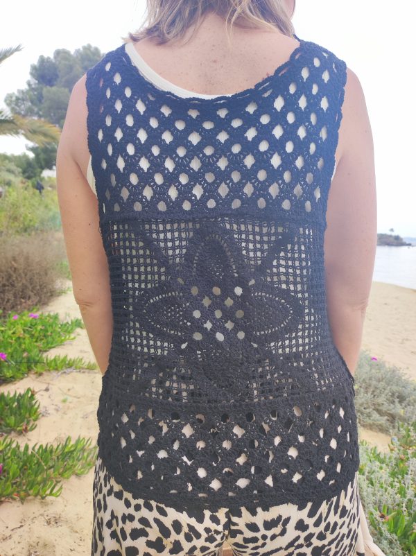 Gilet crochet noir – Image 4