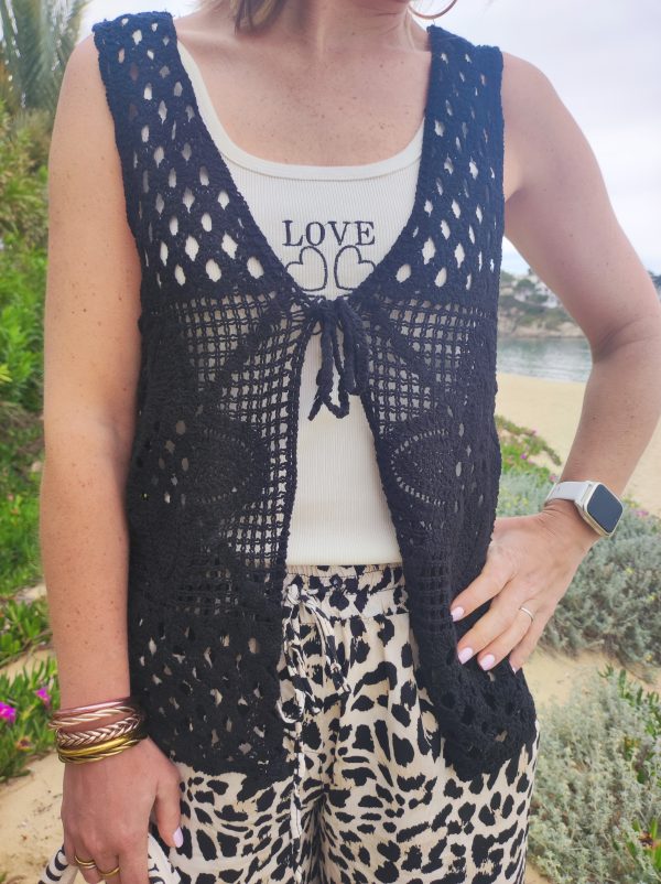 Gilet crochet noir – Image 3
