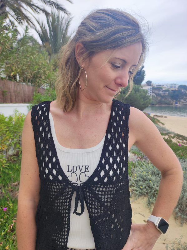 Gilet crochet noir – Image 6
