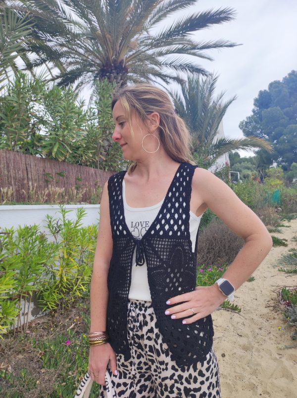 Gilet crochet noir – Image 5