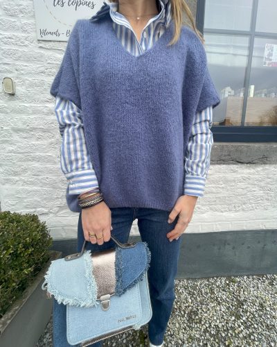 Pull courtes manches Zelia bleu lavande