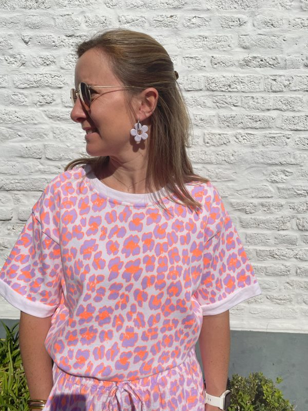 Sweat Tina leopard Lilas-orange
