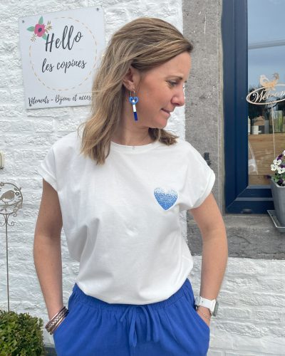 T-shirt coeur bleu