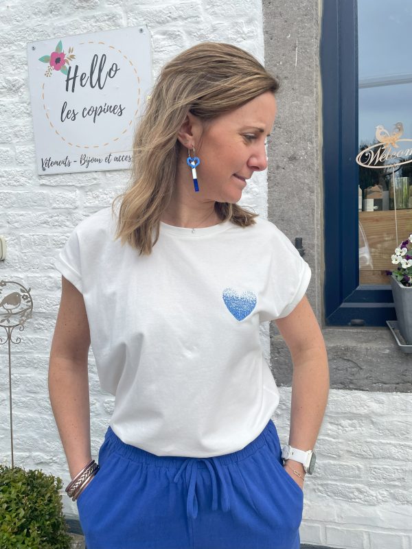 T-shirt coeur bleu