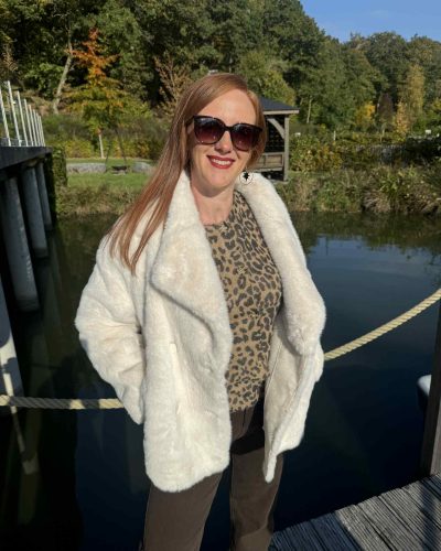 Manteau fourrure écru