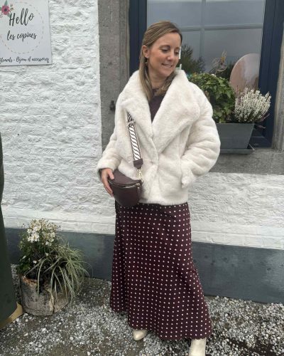 Manteau fourrure écru