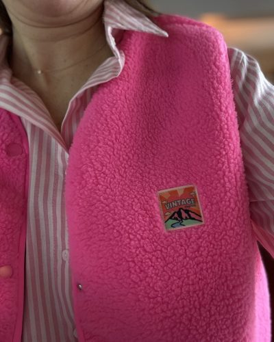 Gilet mouton rose vintage