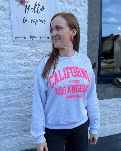 Sweat California gris/rose fluo